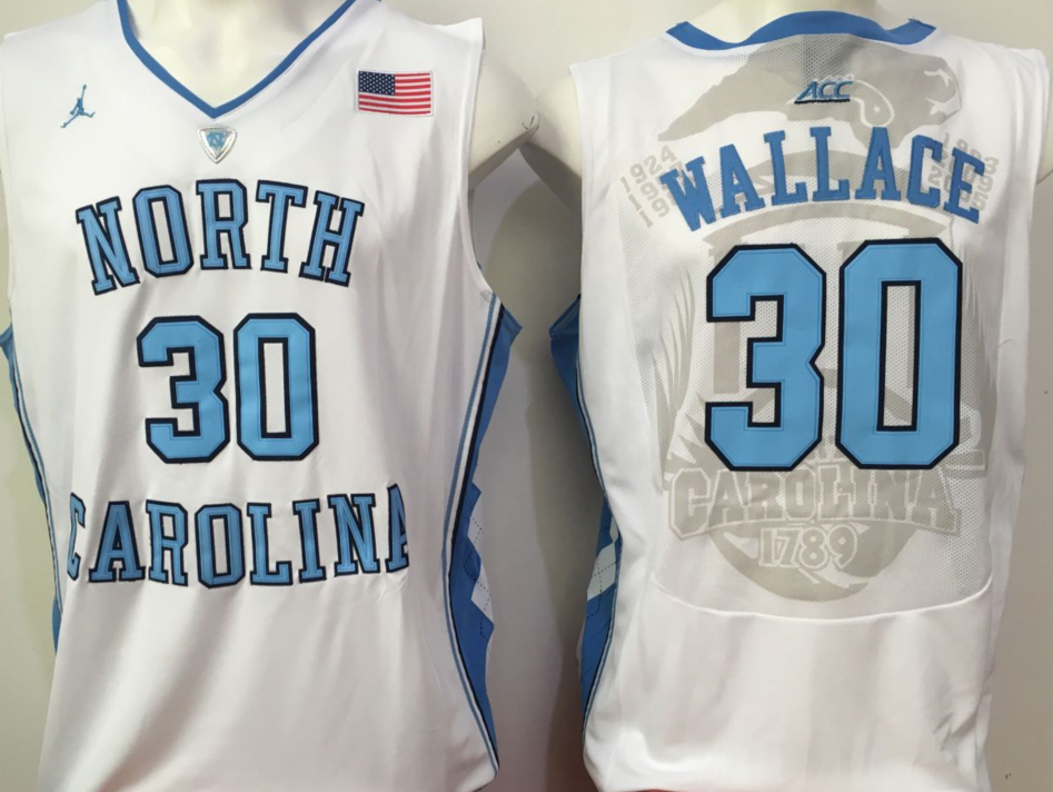 NCAA Men North Carolina Tar Heels White 30->ncaa teams->NCAA Jersey